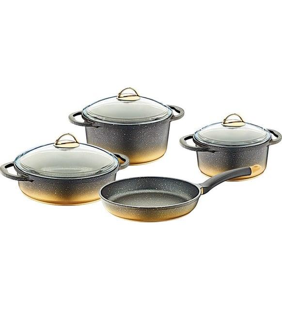 OMS Granit Döküm Tencere Seti 7 Parça Gold 3043