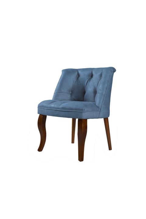 WoodLabs Mavi Tekli Koltuk Ahşap Ayak