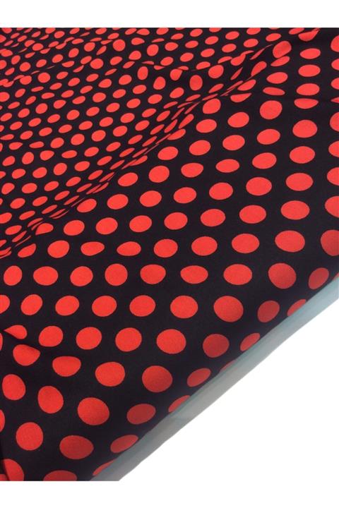 Nadirzade Kumaşçılık Turuncu Puantiyeli Elbiselik Ipek Pamuk Viskon Kumaş 150 cm