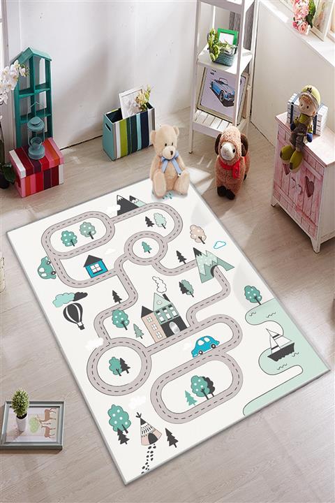 KARNAVAL HOME Karnaval Soft Iskandinav Yol Çocuk Odası Halısı