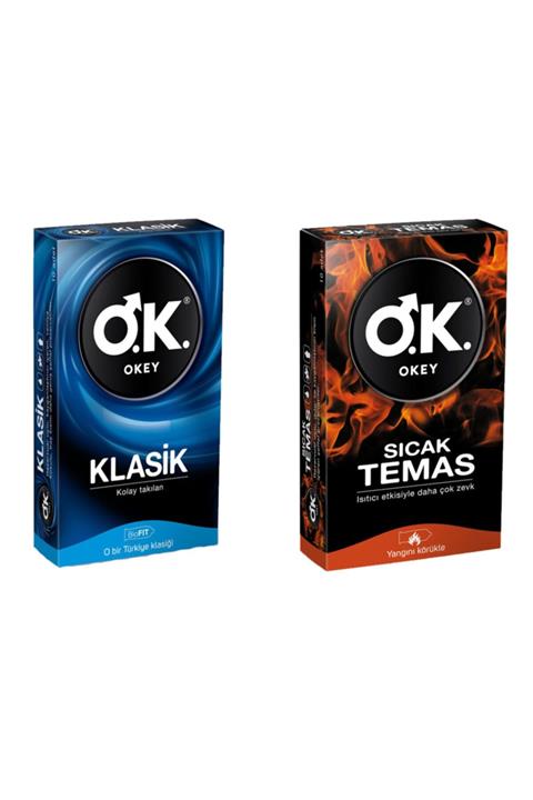 Okey Klasik 10'lu Prezervatif + Sıcak Temas 10'lu Prezervatif