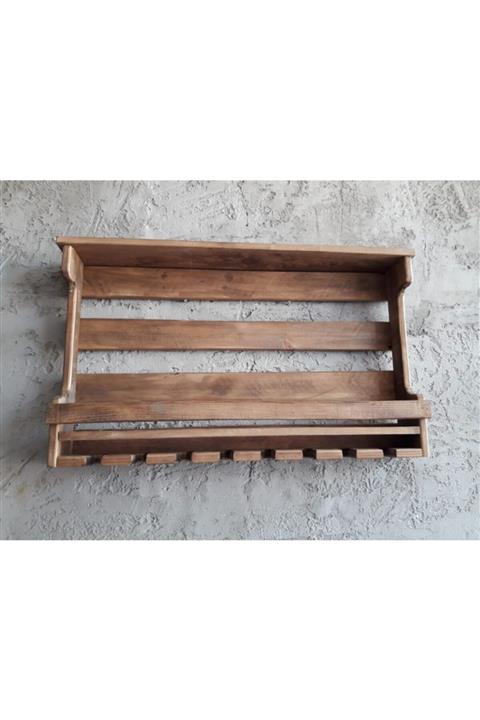 Marangozi Dekoratif Ahşap Kadehlik Şaraplık 8 Li