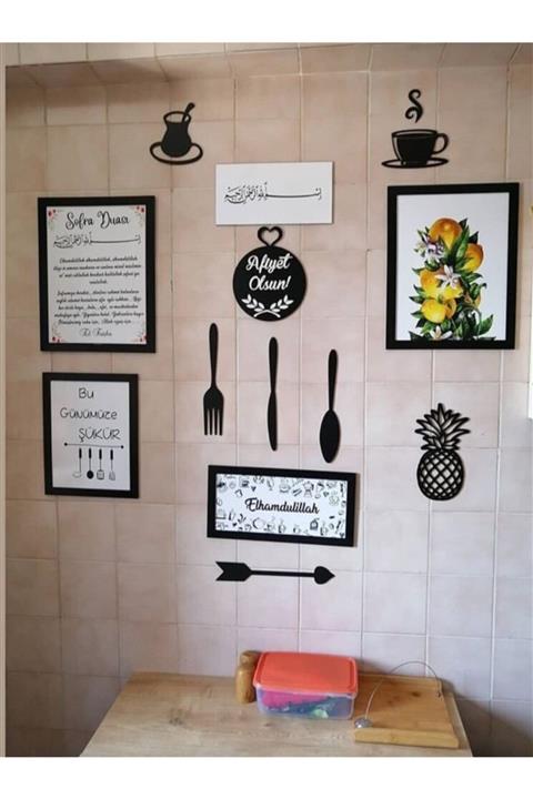 Ahşap Aksesuar Mutfak Tablo Seti Mutfak Pano Seti Ahşap Panolar