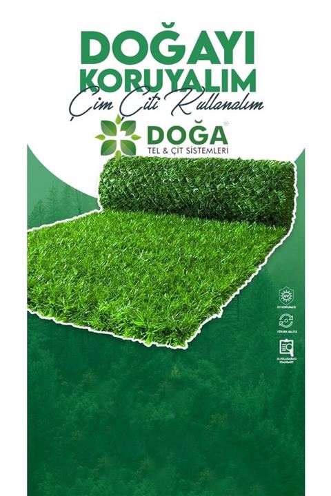 DOĞA ÇİM ÇİT 50 Cm X 5m Çim Görünümlü Bahçe Çiti Fabrikadan 1.kalite Çimenli Tel Çimçit Dekoratif Çimli Yeşil Çit