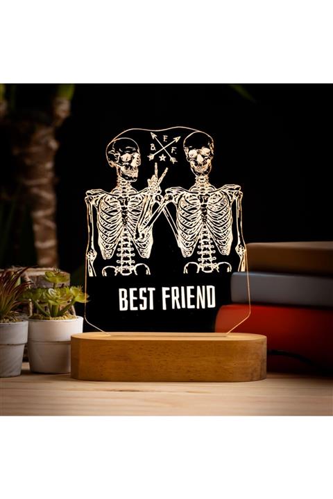 Hediyesepeti BFF En Sıkı Dostlara Hediye 3 Boyutlu Led Lamba - 3d led Gece Lambası - Hediye Masa Lambası