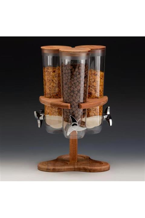 Zicco Cornflakes Aleti, 3’lü, Döner, Standlı, 26x26x H:43 Cm, Ahşap