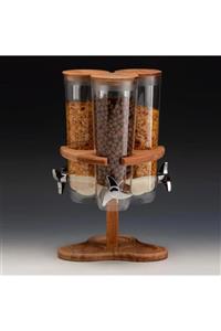 Zicco Cornflakes Aleti, 3’lü, Döner, Standlı, 26x26x H:43 Cm, Ahşap