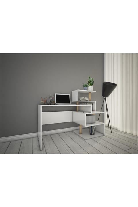 Bicabin Okyanus Raflı Geniş Çalışma Masası Ofis/Laptop/Bilgisayar Masası