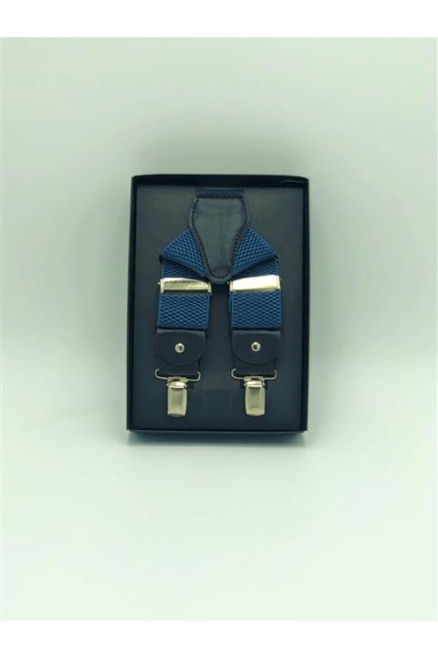 Yage 3.5 cm Saks Mavi Hasır Desenli Pantolon Askısı