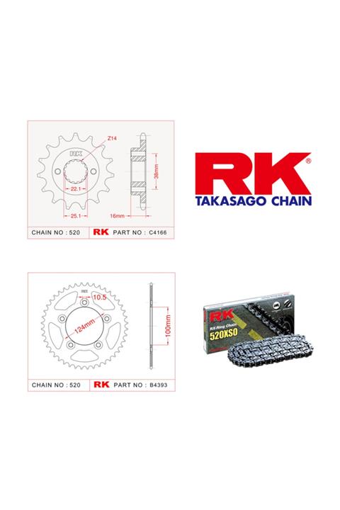RK Ducati Scrambler Icon  X-ring Zincir Dişli Set 520 Xso 15/46t(2015-2018)