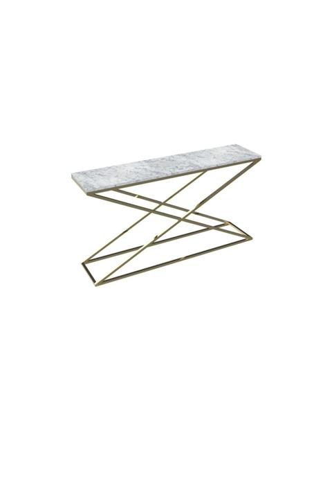 MAKSA Aida 150cm Carrara White Parlak Pirinç Konsol