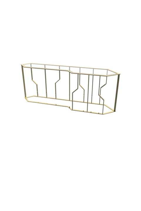 MAKSA Mariangela 200cm Temperli Cam Parlak Pirinç Konsol