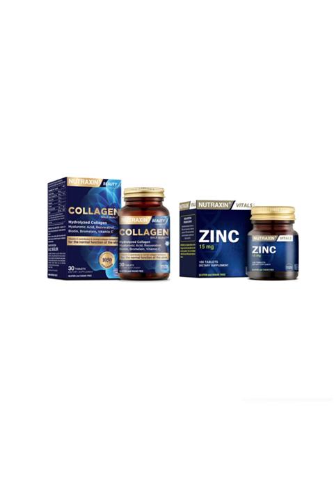 Nutraxin Hidrolize Kolajen 30 Tablet + Çinko Takviyesi 15 Mg 100 Tablet