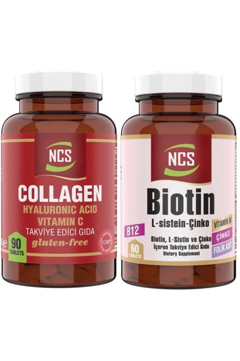 NCS ® Collagen Hyaluronic Acid 90 Tablet Biotin 60 Tablet 2 Ürün 1 Arada Kolajen