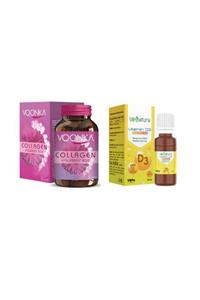 Voonka Collagen Hyaluronic Acid Kolajen 32 Tablet + Venatura Vitamin D3 Takviye Edici Gıda 20 Ml Damla