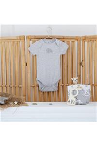 Next Baby Unisex Bebek Gri Zürafa Desenli Body