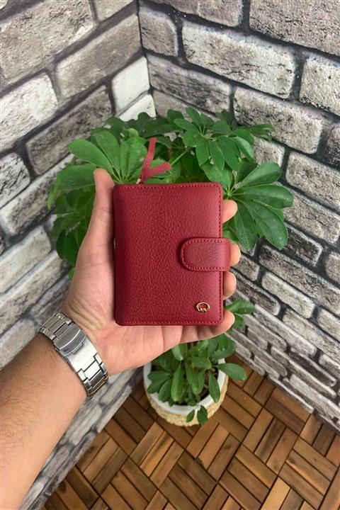 GUARD Kırmızı Çok Bölmeli Şık Deri Kadın Cüzdanı