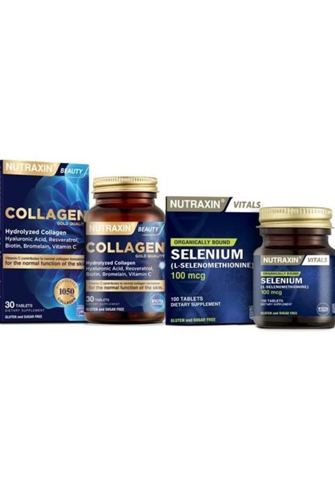 Nutraxin Selenium 100 Mcg 100 Tablet Tip 1 ve Tip 3 Hidrolize Kolajen İçeren 30 Tablet