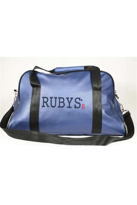 RUBYS Erkek Saks Mavisi Orta Boy Nakışlı Spor Çanta