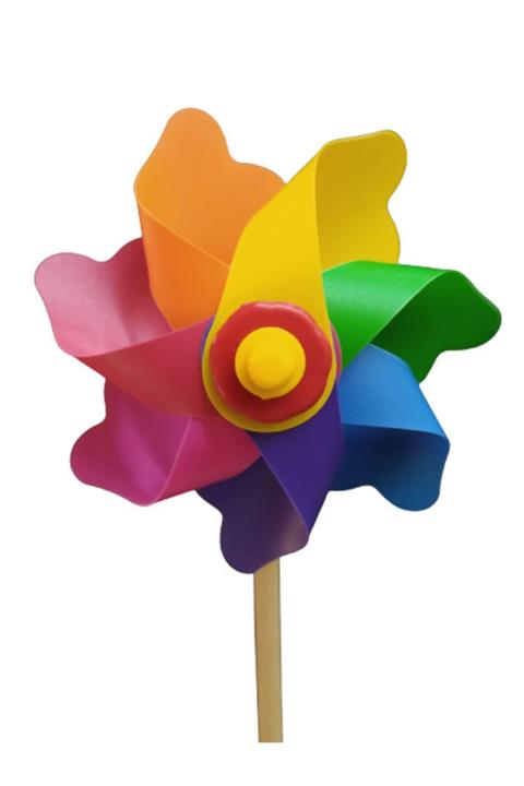 Efe Toys Rüzgar Gülü Bahçe Ve Balkon Tipi Ahşap Sopa Tutacaklı 7 Kanat 12 Cm Çap Gökkuşağı Bahçe