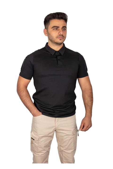 Safari Taktikal Siyah Polo Combat  T-Shirt