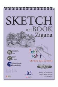 Etika Sketchbook Zigana B3 Spiralli 150 gr. 34,5x49,5 cm 25 yp. Eskiz Defteri