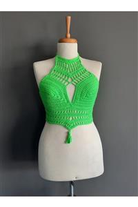 Hippybutik El Örgüsü Yeşil Bralet/büstiyer