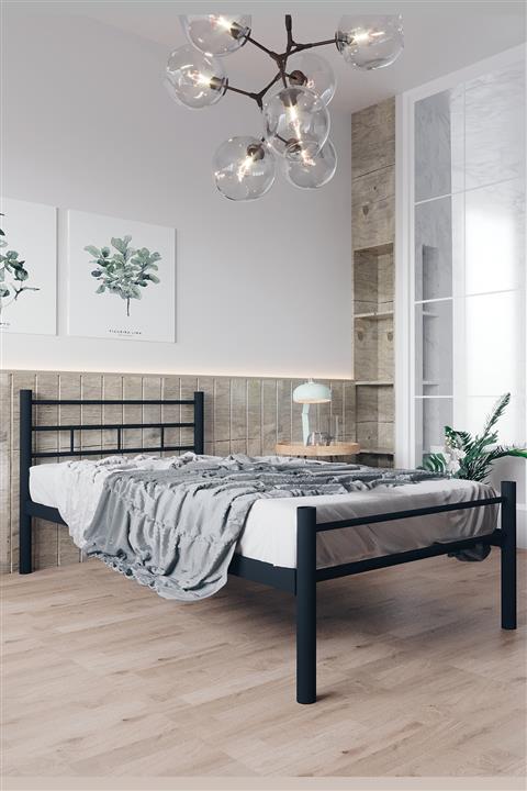 EVGER HOME K70 Siyah Metal Karyola Tek Kişilik (90x190 Cm) Yataksız