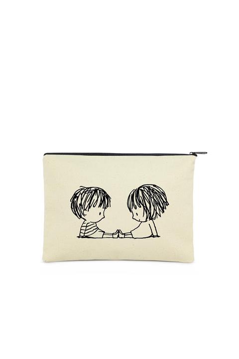 Çınar Bez Çanta Clutch Minik Ayaklar Kanvas Makyaj Çantası