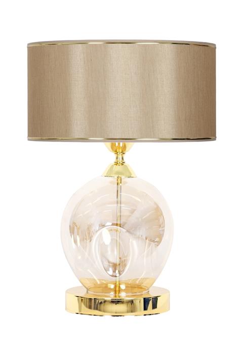 Vinner Nation Gold Metal Ayaklı Cam Abajur - Gold Şeritli Mataro Vizon