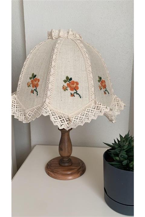 DemirciHandmade El Yapımı Kanaviçe Işlemeli Abajur