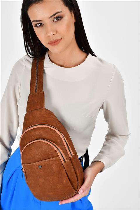 Bagzone Taba Kadın  Trok Detaylı İki Bölmeli Bel Çantası 10RZ3006