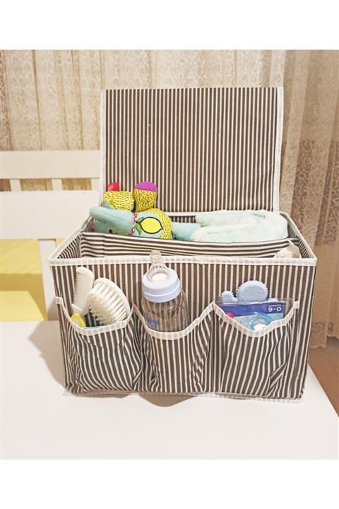 hızlıxavm Bebek Beşik Başucu Düzenleyici Kapaklı 5 Bölmeli Organizer