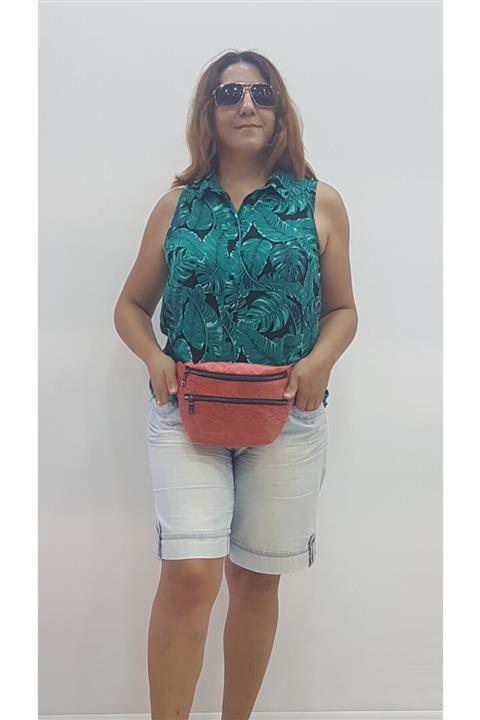 ELİTELEDER Kadın Kırmızı Deri Bel Çantası