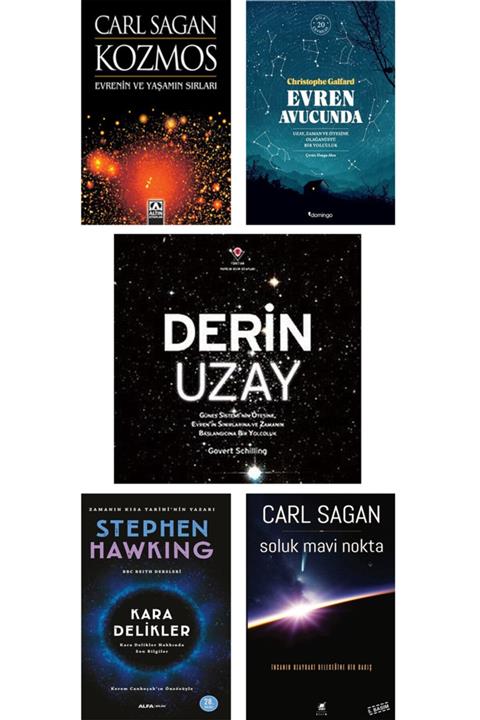 Betonsu Tasarım Carl Sagan Kozmos + Soluk Mavi Nokta + Kara Delikler + Evren Avucunda + Derin Uzay / 5 Kitap Set