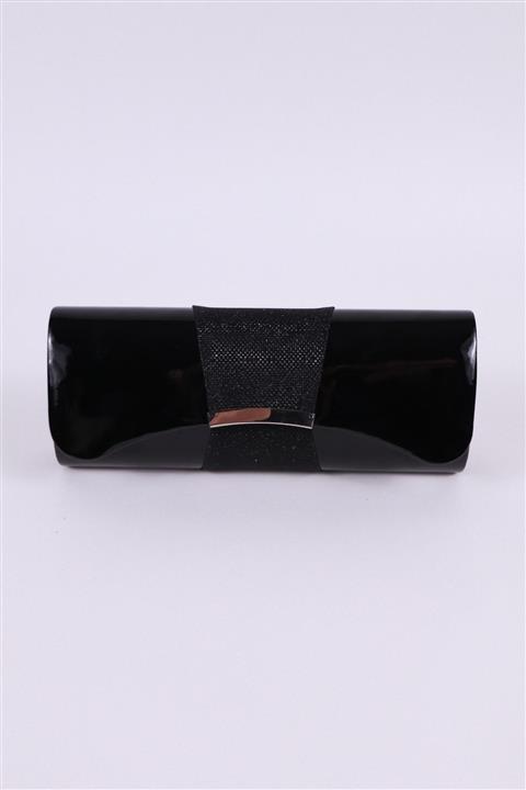 Paksoy Kadın Siyah Rugan Suni Deri Abiye Çantası Aç-455