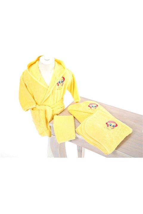 Özdilek Tweety Lisans Nakışlı Bambu Bebek Bornoz Seti Sarı