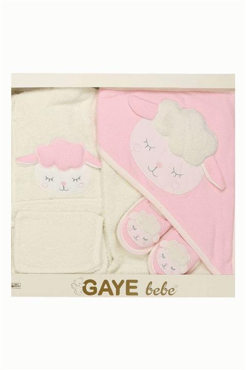 Gaye Bebe Kız Bebek Pembe Bornoz Seti 836