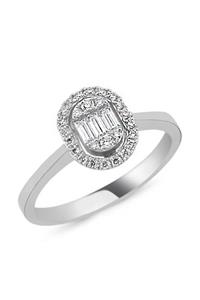 zer diamond 0,15 Karat Oval Baget Pırlanta Yüzük