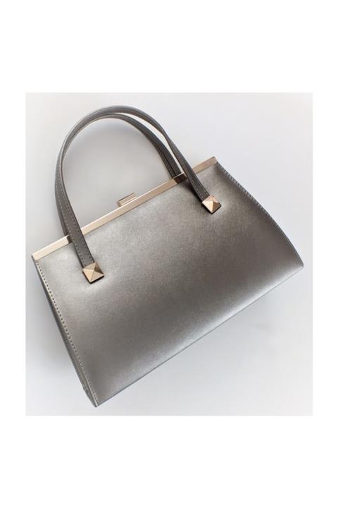 Abiye Butik Çanta Füme Gri  Kulplu Class Abiye Çanta
