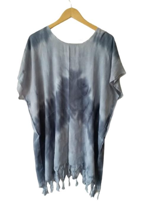 eLm Gri Otantik Etnik Pamuklu Batik Pareo