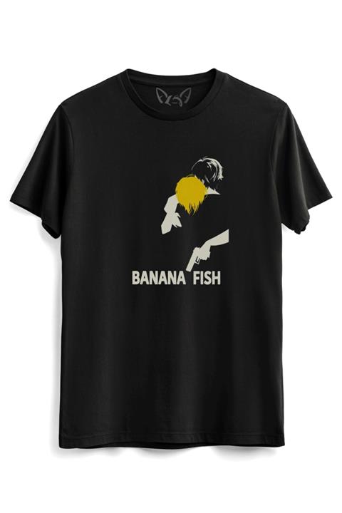 Alfa Tshirt Banana Fish Resimli Siyah Tshirt