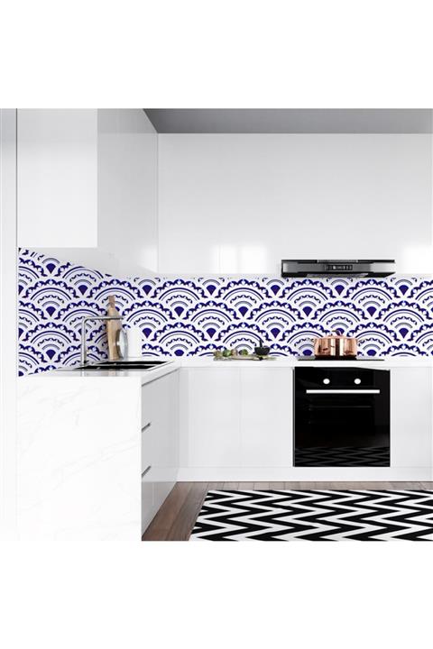 DEKORYAN Laminasyonlu Mavi Beyaz Desen Yapışkan Folyo