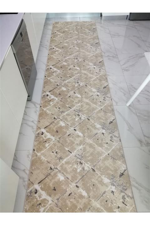 Kardesler Plato Kaymaz Tabanlı Halı Kesme Yolluk 3013 Vizon