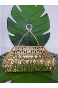 HibanaYolu Metal Peçetelik Altın Rengi Kaplamalı Aynalı Zemin (19x5 Cm)
