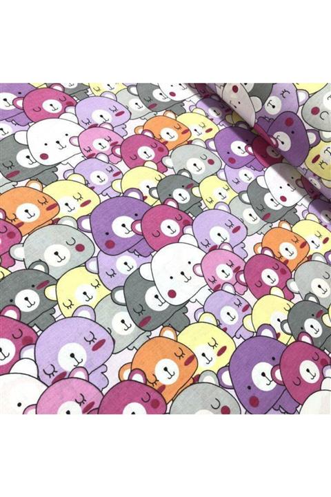 Bebek Özel %100 Pamuk Bebek Çocuk Lastikli Çarşaf 120x200 Pembe Şirin Ayıcıklar