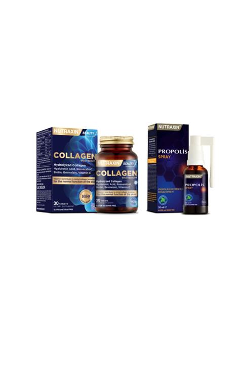 Nutraxin Hidrolize Kolajen Takviyesi 1050 Mg 30 Tablet + Propolis Boğaz Spreyi 30 Ml