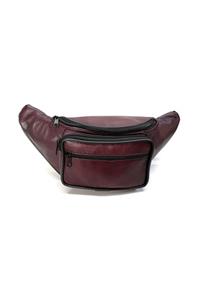 Cascades Leather Unisex Bordo Hakiki Deri Freebag Bel Çantası