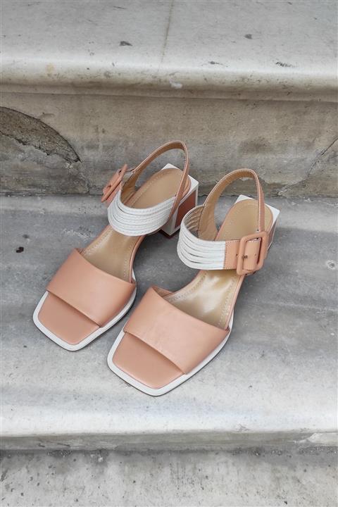 CL CALZATURE Hakiki Deri 6cm Topuklu Kemerli Kadın Sandalet