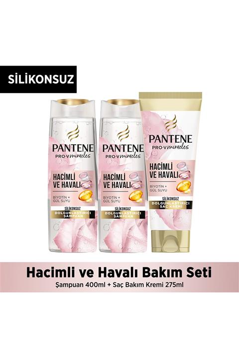 Pantene  Silikonsuz Hacim Veren Dolgunlaştırıcı Şampuan ve Saç Kremi (Şampuan 400ml+Saç Kremi 275 ml)